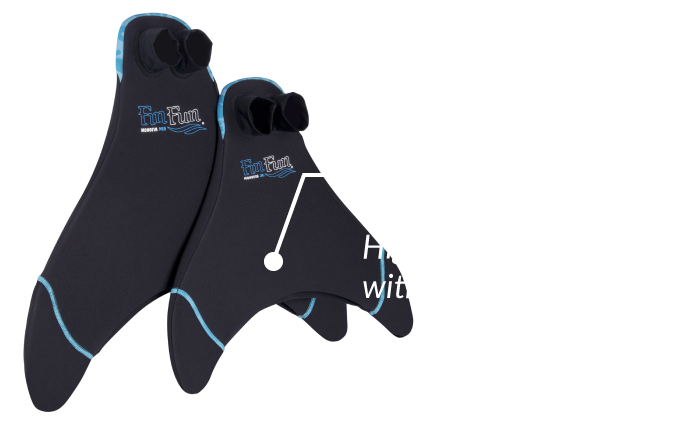 Our tails are optiized with the High Propulsion Monofin with replaceable insert.